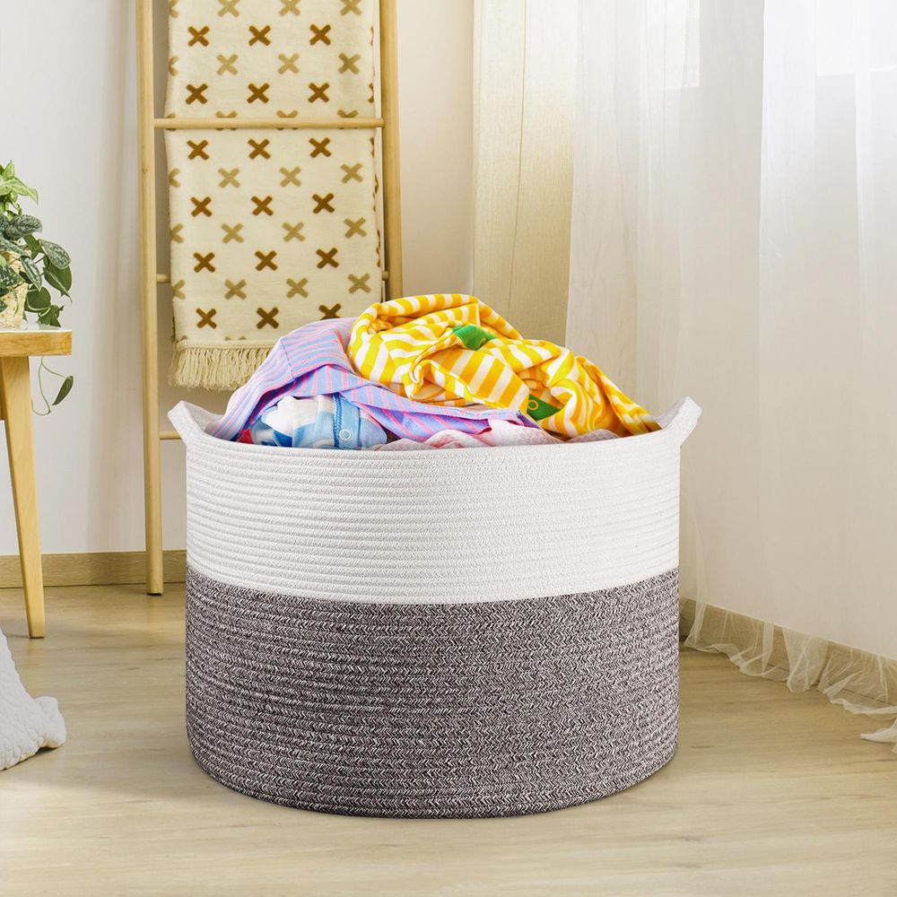 Laundry Basket - White & Natural