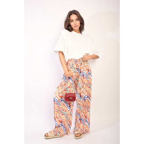 Pleated Wide Leg and Elastic Waist Trousers