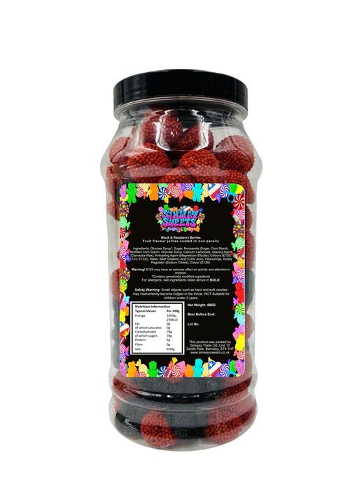 Black & Raspberry Berries Gummy Retro Sweets Gift Jar