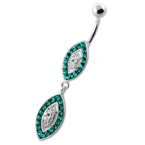 Multi Jewelled Twin Oval Belly Bar