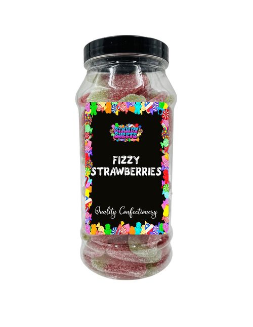 Fizzy Giant Strawberries Strawberry Chewy Sweets Retro Jelly Gummy Sweets Gift Jar