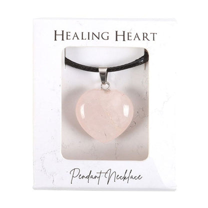 Rose Quartz Healing Crystal Heart Necklace 🚚