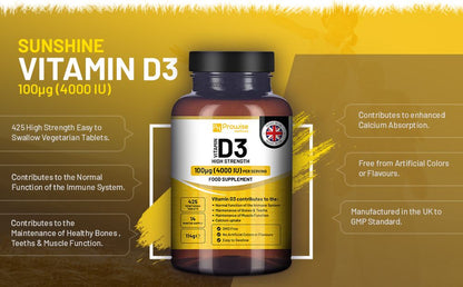 Prowise Vitamin D3 Vegetarian Tablets Immune Support Calcium Boost Bone Muscle 🚚