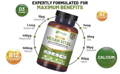 Vegan Vital Multivitamins and Minerals | 120 Vegan Multivitamin Capsule  by Prowise Healthcare