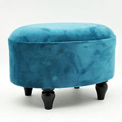 BLUE VELVET OVAL FOOTSTOOL 🚚