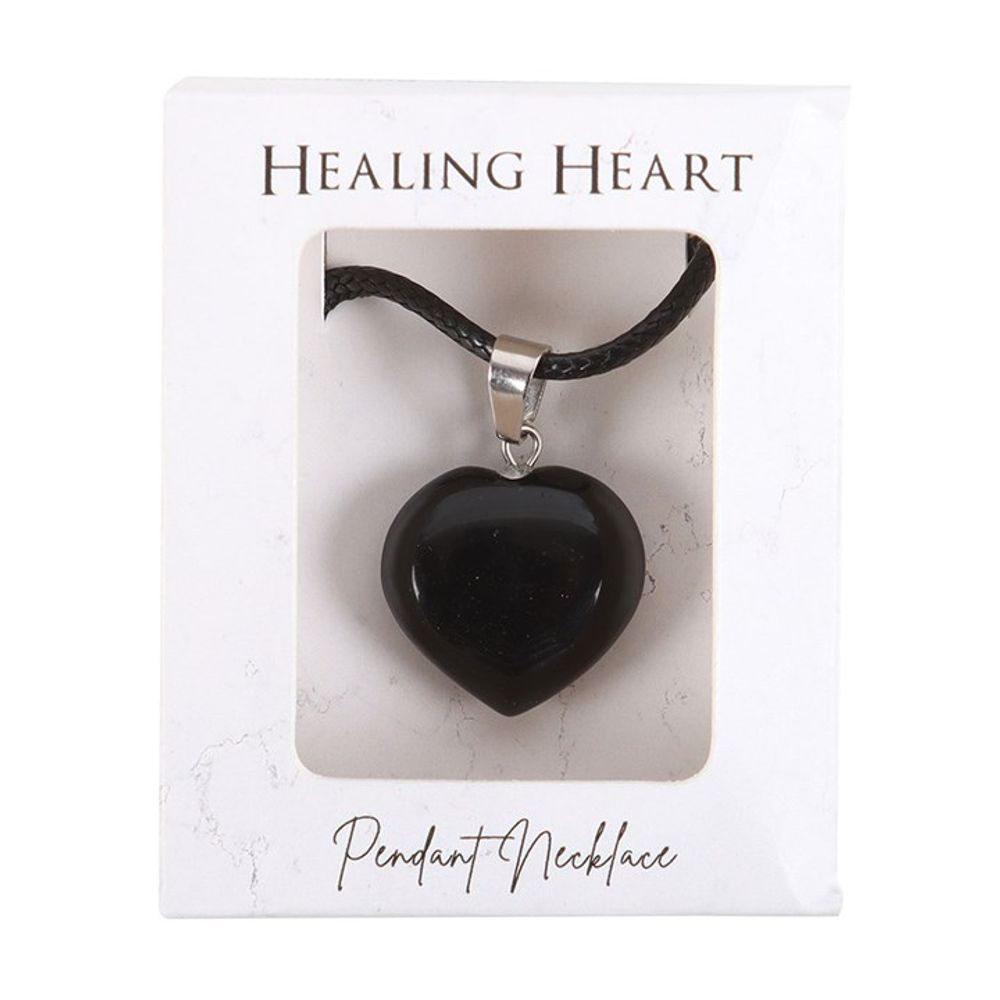 Black Obsidian Healing Crystal Heart Necklace 🚚