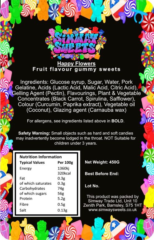 Happy Flowers Foam Gummy Jelly Sweets Retro Sweets Gift Jar Multicoloured