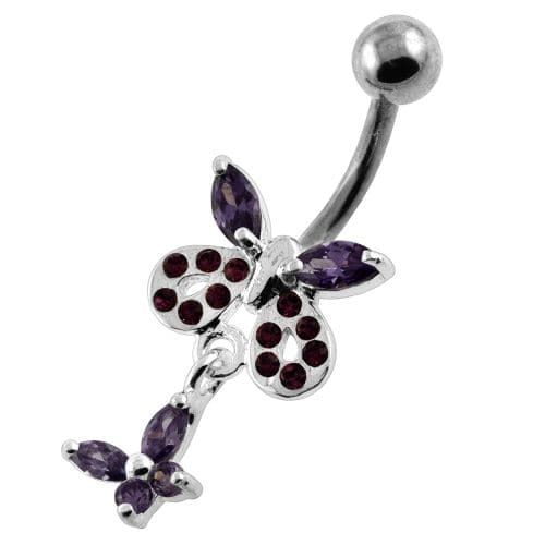 Jewelled Tiny Butterfly Belly Button Piercing