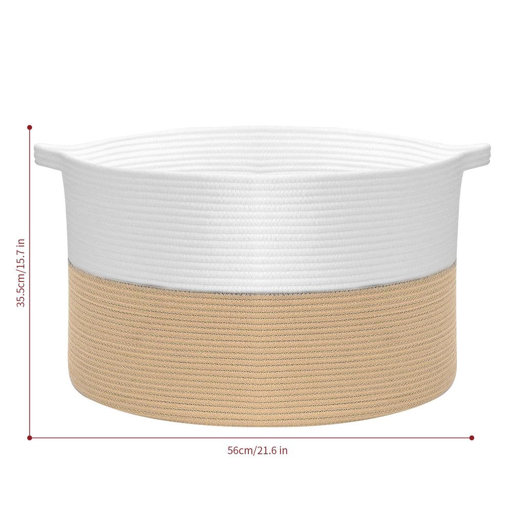 Laundry Basket - White & Coffee