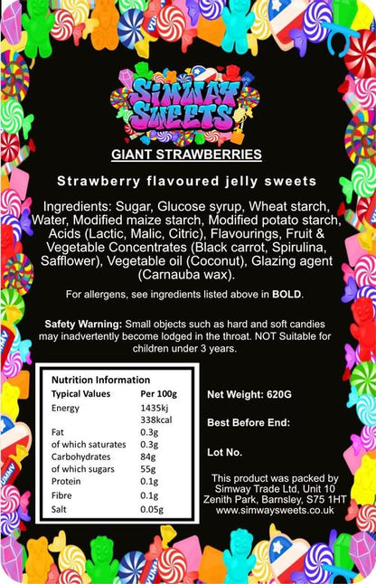 Giant Strawberries Strawberry Chewy Sweets Retro Jelly Gummy Sweets Gift Jar