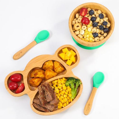 Bamboo Monkey Plate, Bowl & Spoon Set