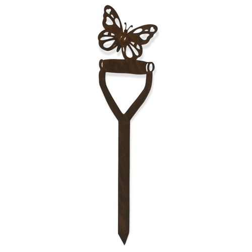 Rusty Metal Butterfly on a Spade Handle Garden Decoration