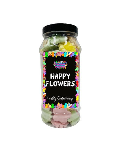 Happy Flowers Foam Gummy Jelly Sweets Retro Sweets Gift Jar Multicoloured