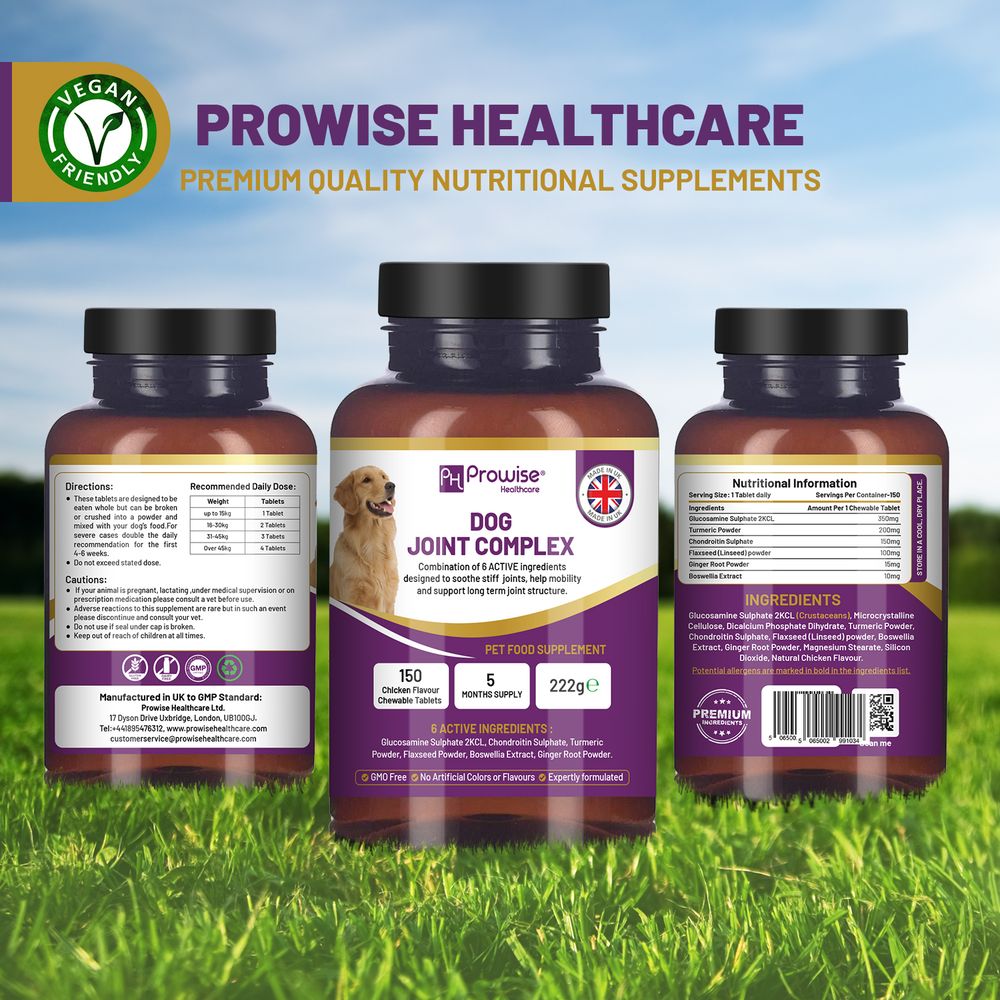 Dog Joint Support 150 Chicken Chewable Tablets 5 Months Supply | UK Made by Prowise 🚚