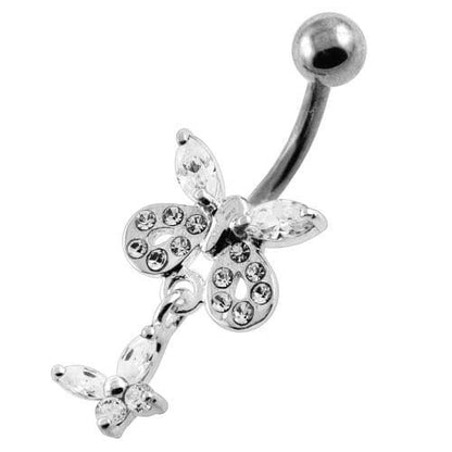 Jewelled Tiny Butterfly Belly Button Piercing