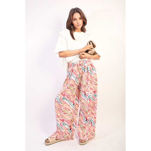 Pleated Wide Leg and Elastic Waist Trousers