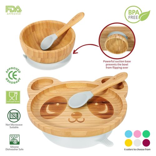 Bamboo Panda Plate, Bowl & Spoon Set 🚚