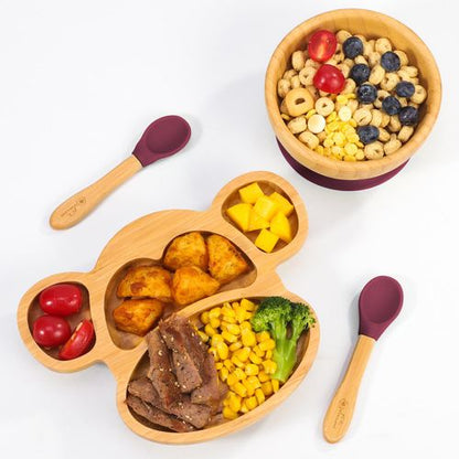 Bamboo Monkey Plate, Bowl & Spoon Set