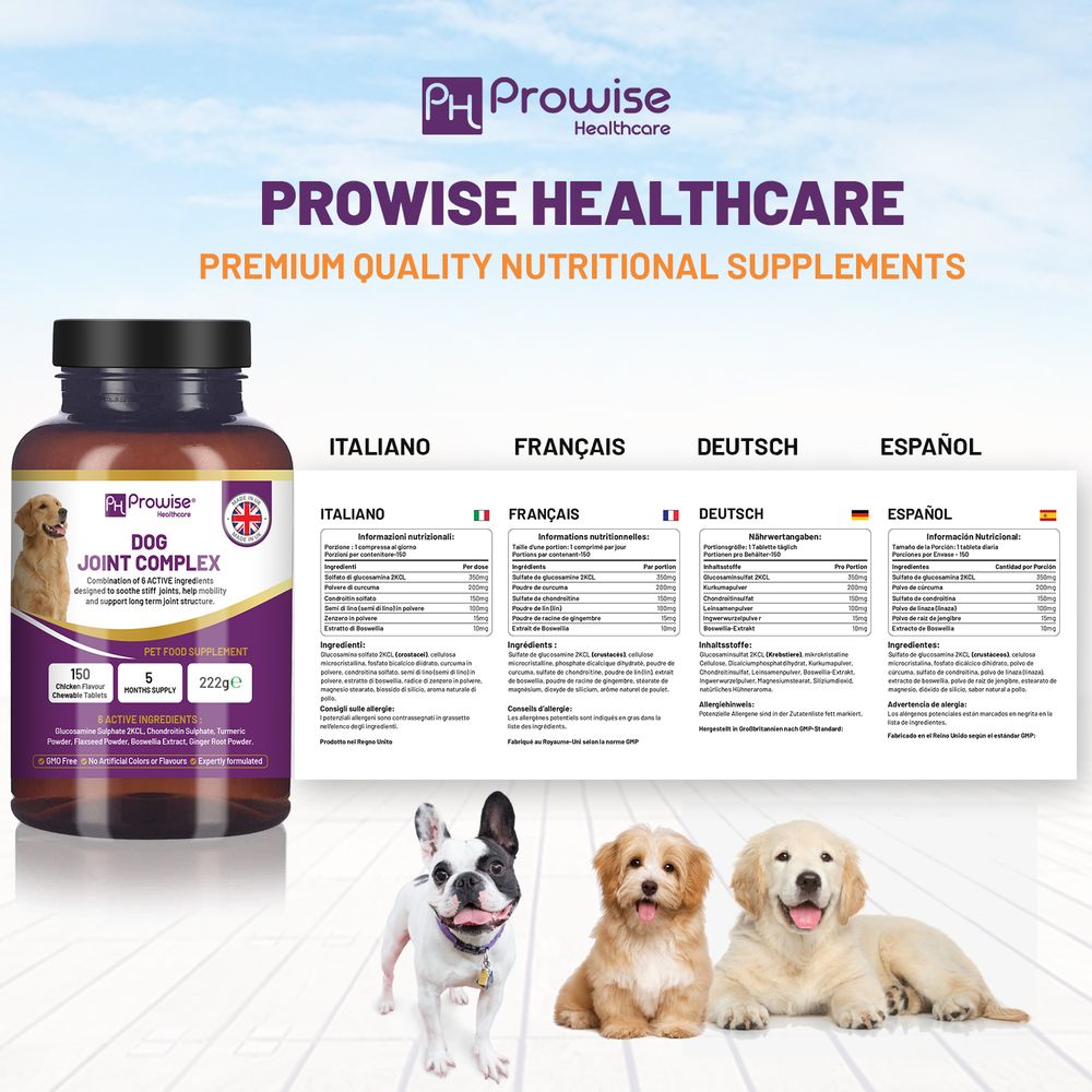 Dog Joint Support 150 Chicken Chewable Tablets 5 Months Supply | UK Made by Prowise 🚚