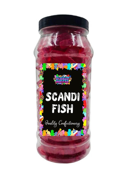 Scandi Cherry Flavoured Fish Gummy Jelly Sweets Retro Sweets Gift Jar