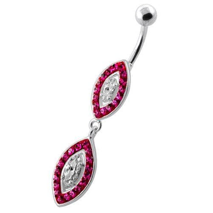 Multi Jewelled Twin Oval Belly Bar