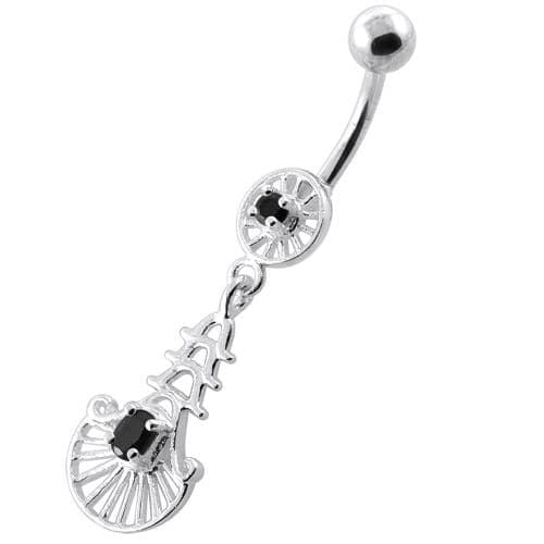 Fancy Jewelled Sterling Silver Belly Bar