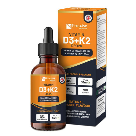 Vitamin D3 4000iu + K2 MK7 25µg Orange Liquid Drops I High Strength 30ml Bottle 🚚