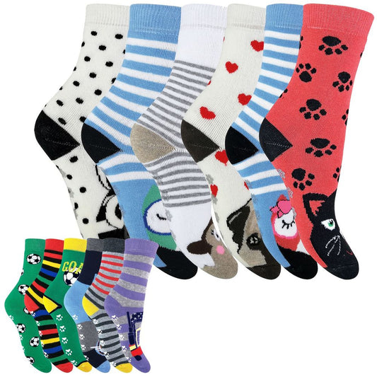 Kids 6 Pack Thermal Slipper Socks