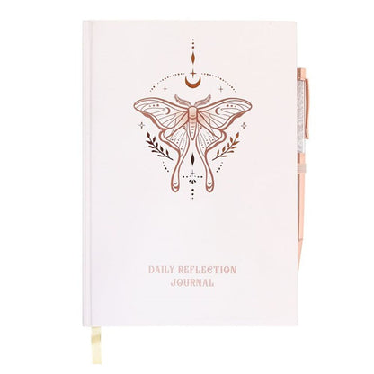 Luna Moth Daily Reflection Journal and Clear Quartz Crystal Pen 🚚