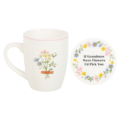 If Grandmas Were Flowers Floral Mug & Coaster Set 🚚