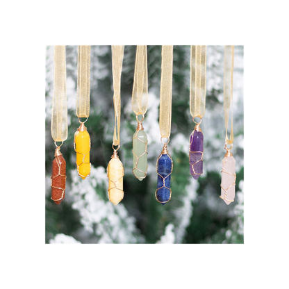 Set of 7 Hanging Crystal Tree Decorations