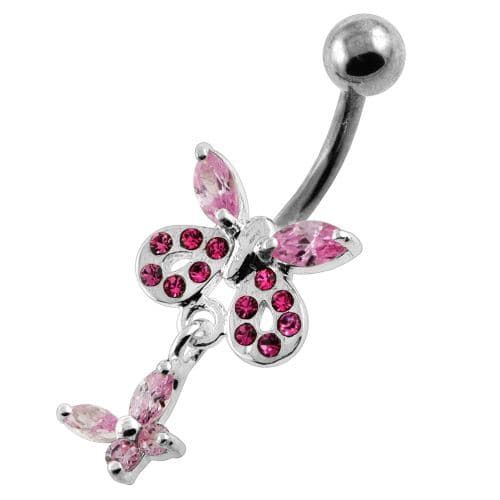 Jewelled Tiny Butterfly Belly Button Piercing