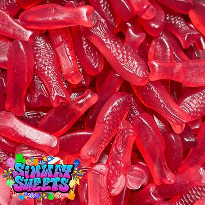 Scandi Cherry Flavoured Fish Gummy Jelly Sweets Retro Sweets Gift Jar