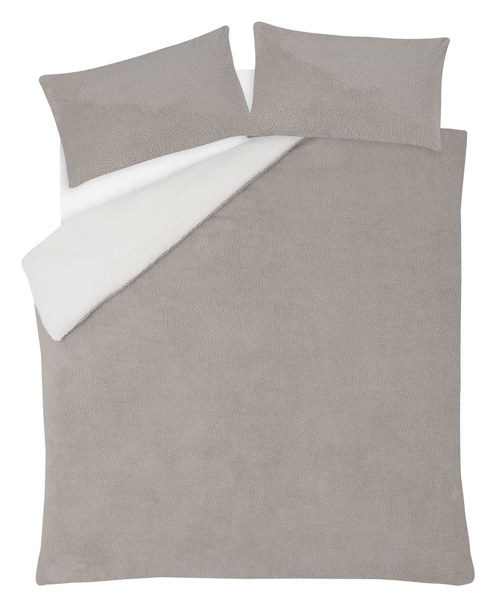 Reversible Teddy Fleece Duvet Set Kingsize, Cream/Mink