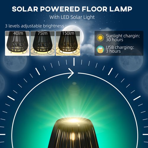 Rattan Solar Lantern 3-Level, Black