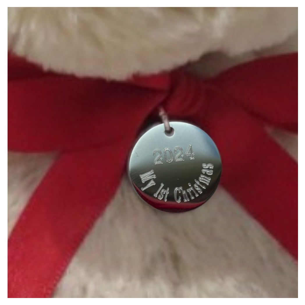 My 1st Christmas Teddy Bear & Engraved Charm