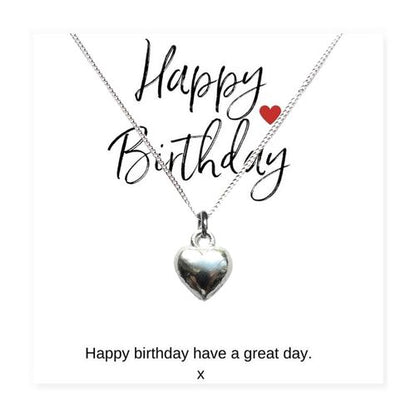 Small Happy Birthday Gift Hamper - Silver Heart Necklace, Chocolates & Candle