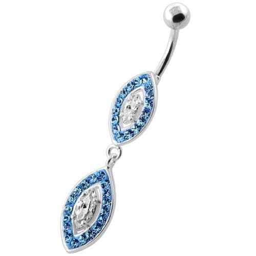 Multi Jewelled Twin Oval Belly Bar